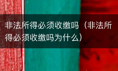 非法所得必须收缴吗（非法所得必须收缴吗为什么）