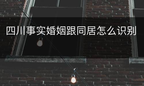 四川事实婚姻跟同居怎么识别