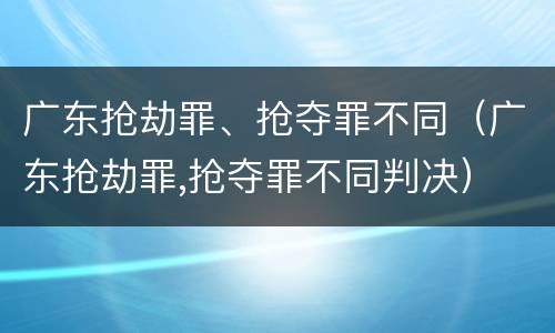 广东抢劫罪、抢夺罪不同（广东抢劫罪,抢夺罪不同判决）