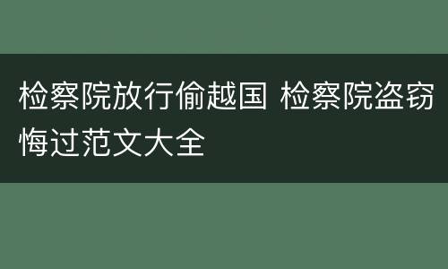 检察院放行偷越国 检察院盗窃悔过范文大全