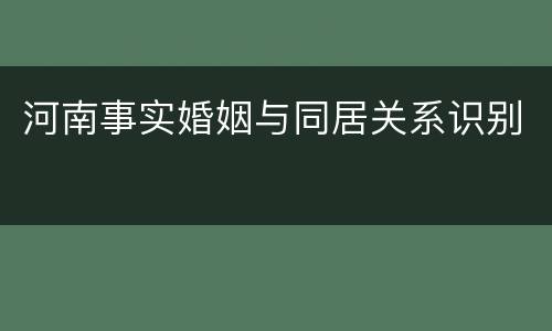 河南事实婚姻与同居关系识别