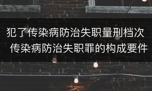 犯了传染病防治失职量刑档次 传染病防治失职罪的构成要件