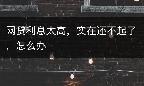 网贷利息太高，实在还不起了，怎么办