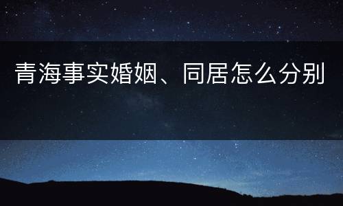 青海事实婚姻、同居怎么分别
