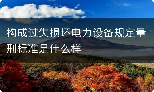 构成过失损坏电力设备规定量刑标准是什么样
