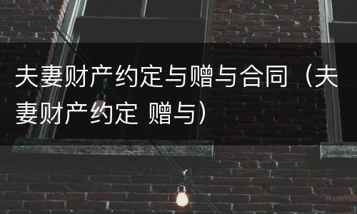 夫妻财产约定与赠与合同（夫妻财产约定 赠与）