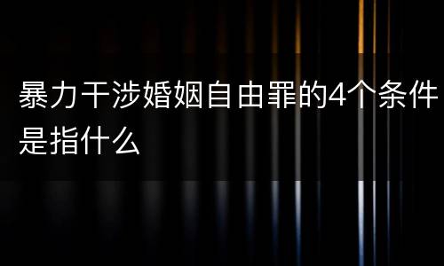 暴力干涉婚姻自由罪的4个条件是指什么
