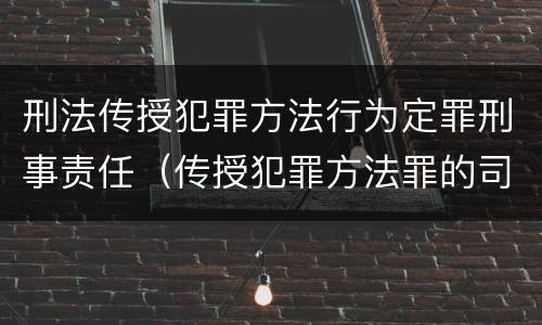 刑法传授犯罪方法行为定罪刑事责任（传授犯罪方法罪的司法解释）