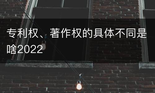 专利权、著作权的具体不同是啥2022