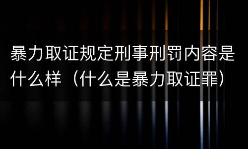 暴力取证规定刑事刑罚内容是什么样（什么是暴力取证罪）