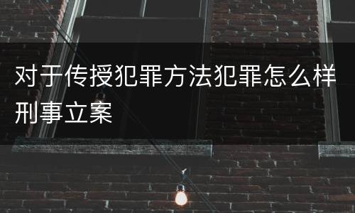 对于传授犯罪方法犯罪怎么样刑事立案
