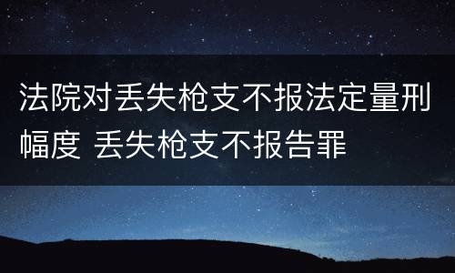 法院对丢失枪支不报法定量刑幅度 丢失枪支不报告罪