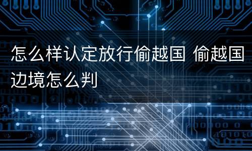 怎么样认定放行偷越国 偷越国边境怎么判