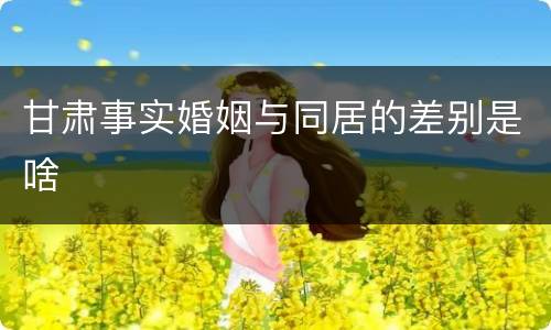 甘肃事实婚姻与同居的差别是啥