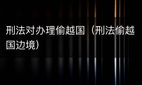 刑法对办理偷越国（刑法偷越国边境）
