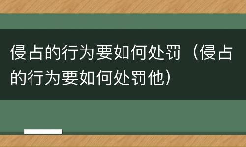侵占的行为要如何处罚（侵占的行为要如何处罚他）