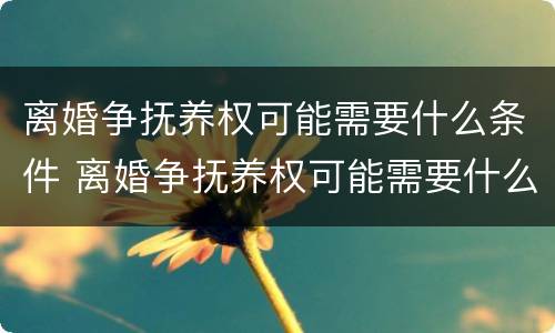 离婚争抚养权可能需要什么条件 离婚争抚养权可能需要什么条件呢