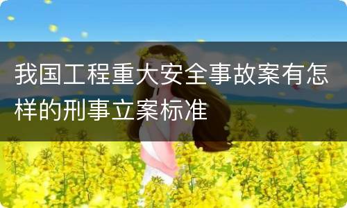 我国工程重大安全事故案有怎样的刑事立案标准