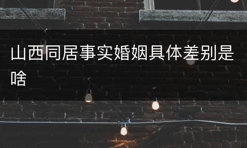 山西同居事实婚姻具体差别是啥