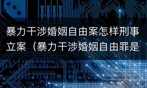 暴力干涉婚姻自由案怎样刑事立案（暴力干涉婚姻自由罪是自诉案件吗）