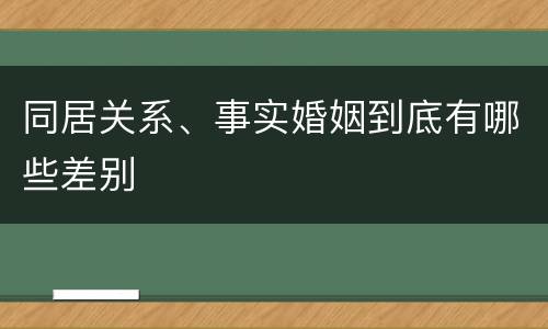 同居关系、事实婚姻到底有哪些差别
