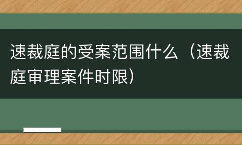 速裁庭的受案范围什么（速裁庭审理案件时限）