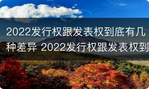 2022发行权跟发表权到底有几种差异 2022发行权跟发表权到底有几种差异呢