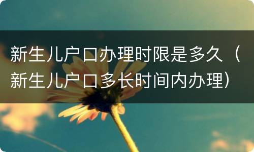新生儿户口办理时限是多久（新生儿户口多长时间内办理）