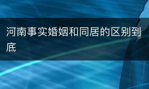 河南事实婚姻和同居的区别到底