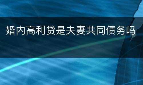 婚内高利贷是夫妻共同债务吗
