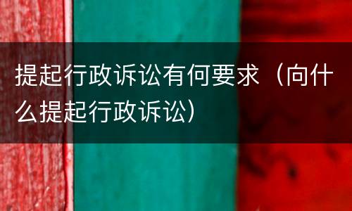 提起行政诉讼有何要求（向什么提起行政诉讼）