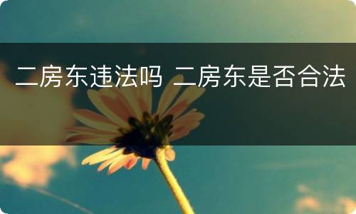 二房东违法吗 二房东是否合法