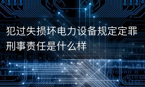 犯过失损坏电力设备规定定罪刑事责任是什么样