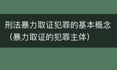 刑法暴力取证犯罪的基本概念（暴力取证的犯罪主体）