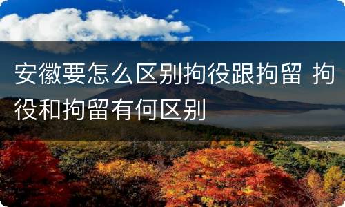 安徽要怎么区别拘役跟拘留 拘役和拘留有何区别