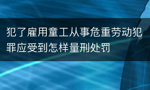 犯了雇用童工从事危重劳动犯罪应受到怎样量刑处罚
