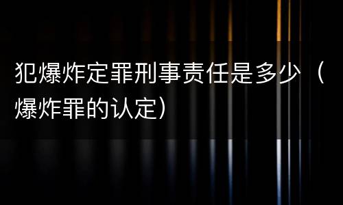 犯爆炸定罪刑事责任是多少（爆炸罪的认定）