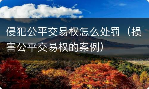 侵犯公平交易权怎么处罚（损害公平交易权的案例）