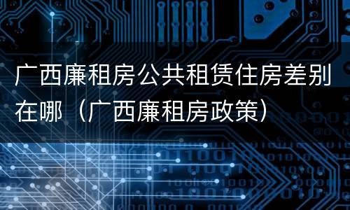 广西廉租房公共租赁住房差别在哪（广西廉租房政策）
