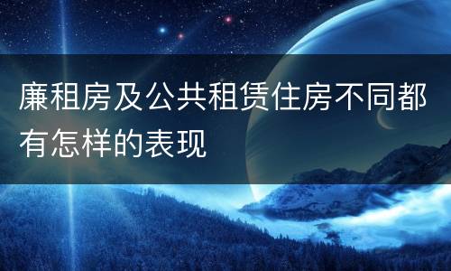 廉租房及公共租赁住房不同都有怎样的表现