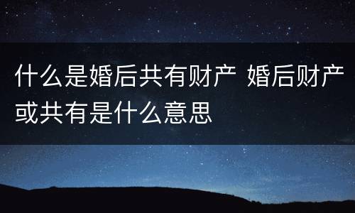 什么是婚后共有财产 婚后财产或共有是什么意思