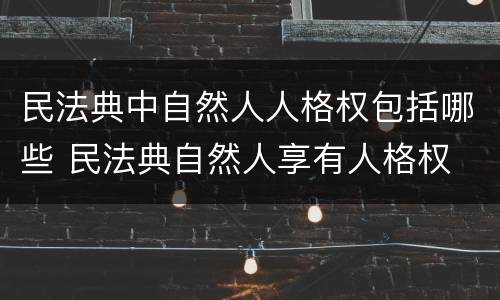 民法典中自然人人格权包括哪些 民法典自然人享有人格权
