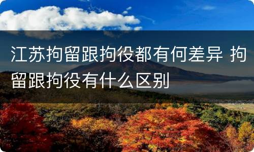 江苏拘留跟拘役都有何差异 拘留跟拘役有什么区别