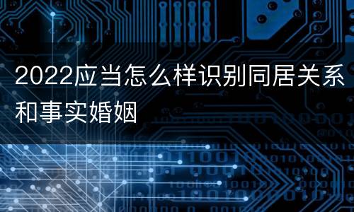 2022应当怎么样识别同居关系和事实婚姻