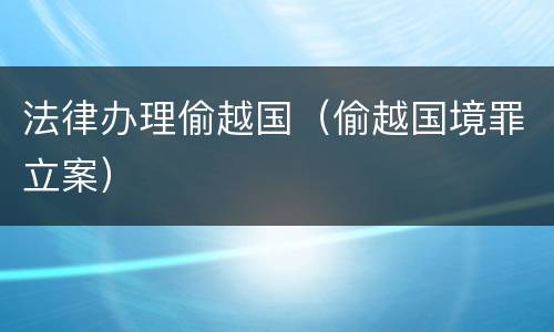 法律办理偷越国（偷越国境罪立案）
