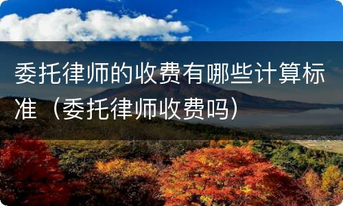 委托律师的收费有哪些计算标准（委托律师收费吗）