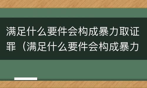 满足什么要件会构成暴力取证罪（满足什么要件会构成暴力取证罪行）