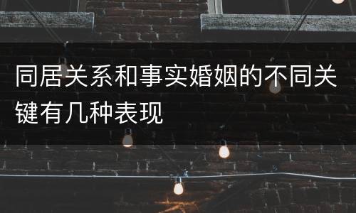 同居关系和事实婚姻的不同关键有几种表现