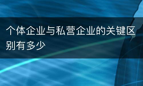 个体企业与私营企业的关键区别有多少