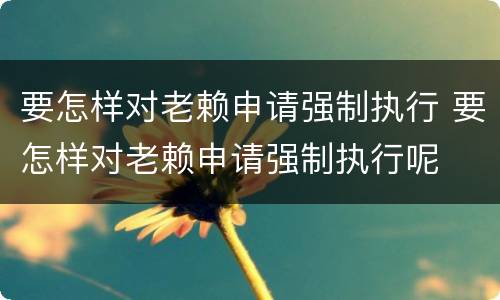 要怎样对老赖申请强制执行 要怎样对老赖申请强制执行呢